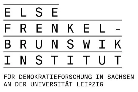 Schwarz-weißes Logo mit Schriftzug „Else Frenkel-Brunswik Institut – Für Demokratieforschung in Sachsen an der Universität Leipzig“ in serifenloser Versalschrift mit horizontalen Linien zwischen den Namenszeilen.