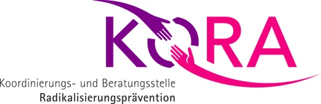 Logo KORA – Koordinierungs- und Beratungsstelle Radikalisierungsprävention. Zwei Hände symbolisieren Zusammenarbeit.