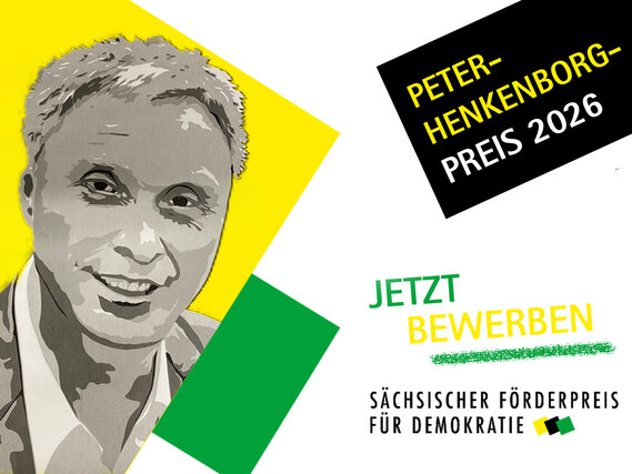 Grafik mit einem Porträt von Peter Henkenborg und der Aufschrift »Peter-Henkenborg-Preis 2026. Jetzt bewerben«
